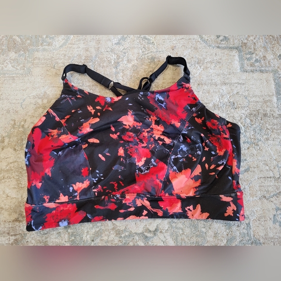 Lane Bryant Other - Floral Print Athletic Sports Bra - Black & Red